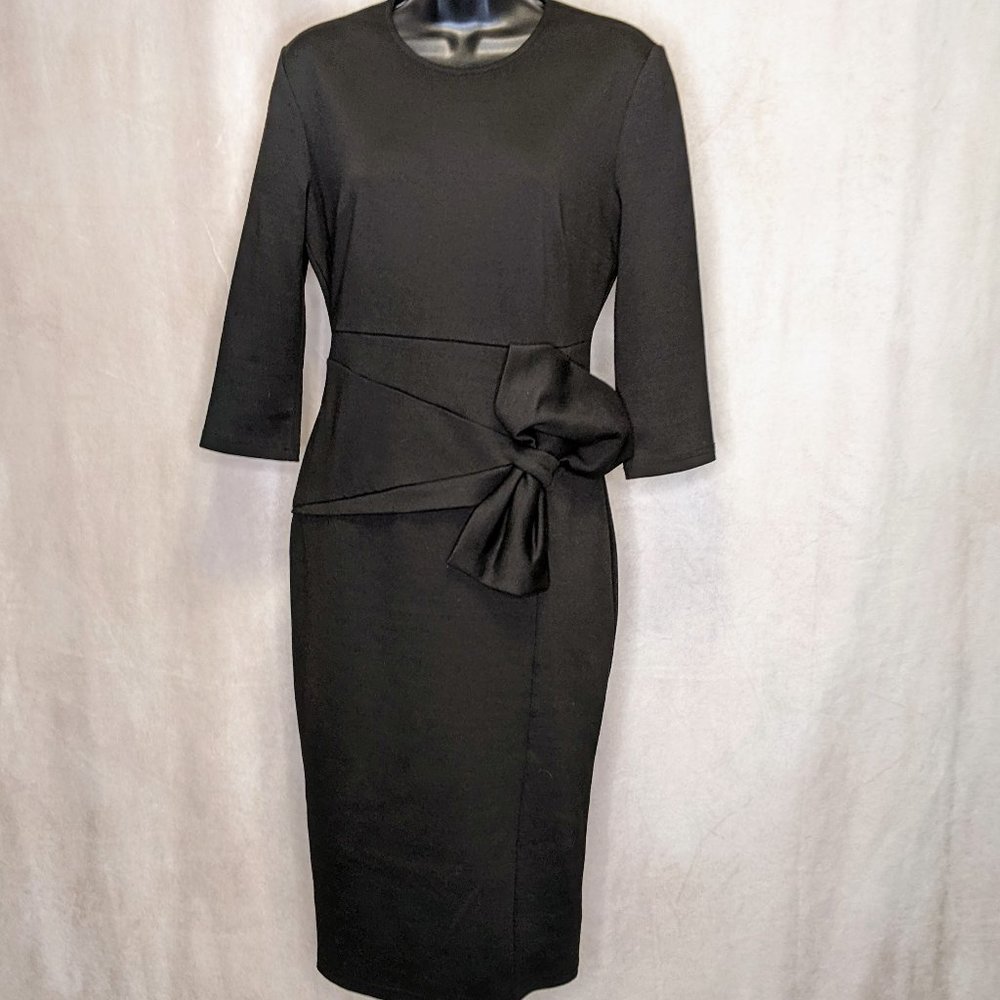 EUC Medium Women's Elegant Bow Cocktail Midi Sheath Dress